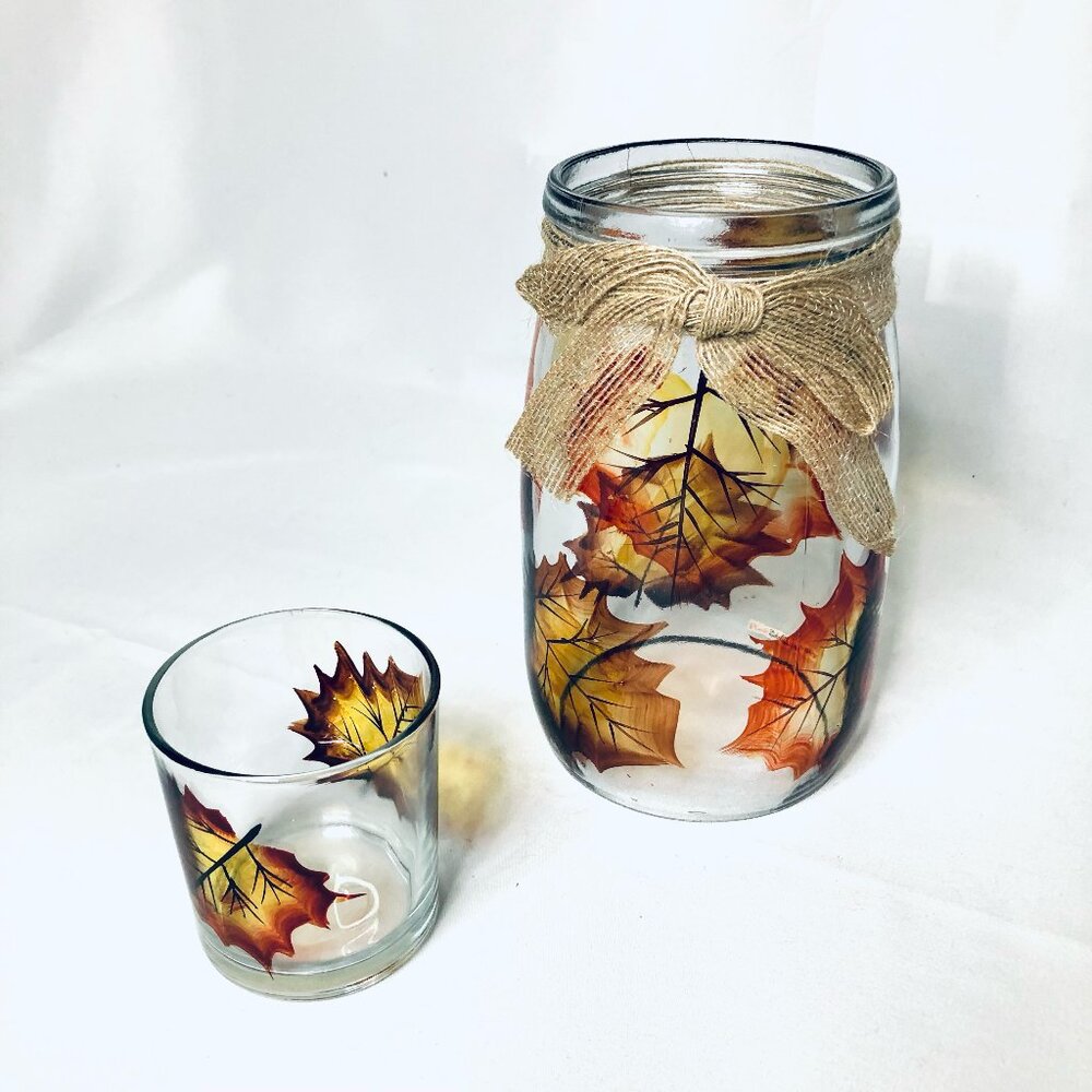 Pink Zebra Harvest Leaves Mason Jar Shade Set (NWT)